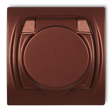 KARLIK LOGO 9LGPB-1zp Gniazdo bryzgoszczelne z uziemieniem 2P+Z (klapka brązowy metalik