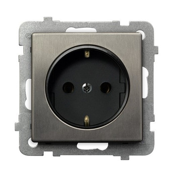 OSPEL SONATA STAL INOX GP-1RMS/m/37 Gniazdo pojedyncze schuko