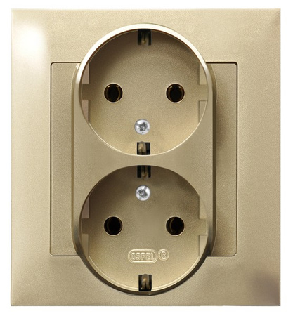 OSPEL IMPRESJA GP-2YS/28 Gniazdo podwójne z/u schuko kompletne z ramką
