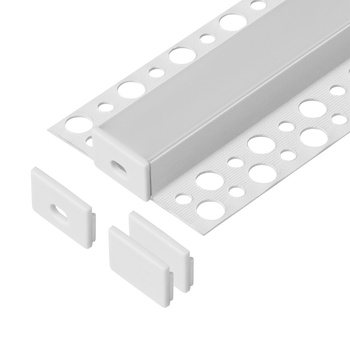 Zestaw: profil aluminiowy do taśm LED, 2000 x 55,8 x 12,5 mm, natynkowy, biały, klosz mrożony, 4 zaślepki