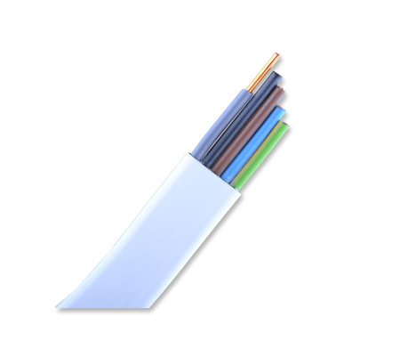Przewód kabel YDYp 5x4 450/750V płaski biały  NKT 172153020C0100  100m