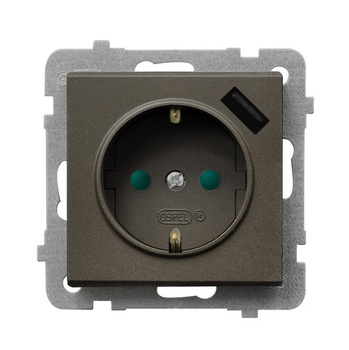 OSPEL SONATA GP-1RSPUSB/m/40 Gniazdo schuko z przesłonami ładowarka USB