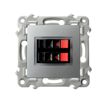 OSPEL SZAFIR GG-2Z/m/18 Gniazdo głośnikowe podwójne srebro