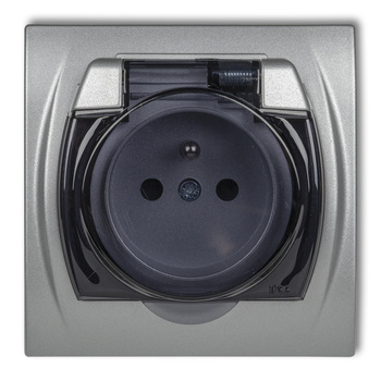 KARLIK LOGO 7LGPB-1zdp  Gniazdo bryzgoszczelne z uziemieniem 2P+Z (klapka dymna