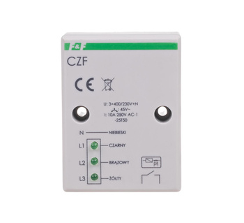 F&F Czujnik zaniku fazy CZF -stały próg asymetrii napięciowej zadziałania