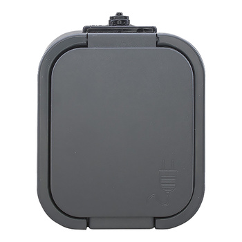 Gniazdo pojedyncze n/t 2P+Z, Schuko, bryzgoszczelne z klapką B2, IP54, NT-17B2, szary