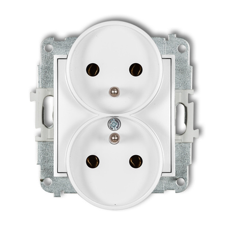 KARLIK MINI MGPR-2z  Gniazdo podwójne do ramki z uziemieniem 2x(2P+Z) (bez przesłon torów prądowych)