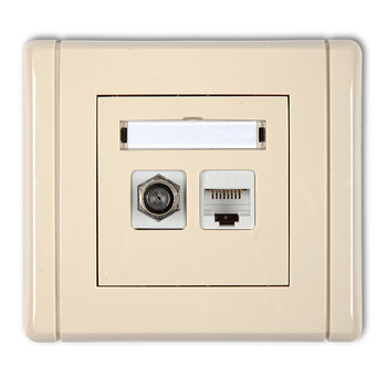 KARLIK FLEXI 1FGFK-5  Gniazdo antenowe poj. typu F (SAT) +  Gniazdo komp. poj. 1xRJ45