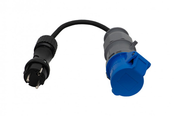 F-ELEKTRO F7.0122 Reduktor wtyczka siłowa 230V + OW 3x2,5mm2 0,5m + gn. 16/3