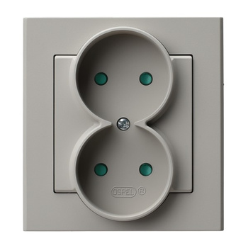 OSPEL SONATA GP-2RP/82 Gniazdo podwójne z przesłonami kompletne z ramką