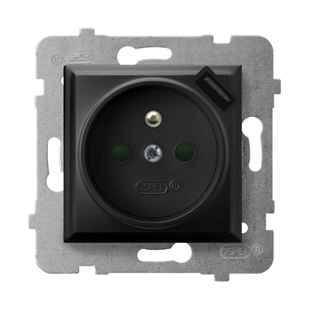 Ospel aria gp-1uzpusb/m/33 Gniazdo pojedyncze z uziemieniem z przesłonami torów prądowych, z ładowarką USB