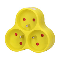 Rozgałęźnik 3x2P+Z, żółty