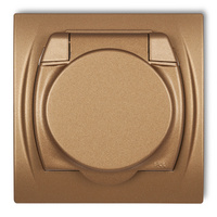 KARLIK LOGO 8LGPB-1z Gniazdo bryzgoszczelne z uziemieniem 2P+Z (klapka złoty metalik, bez przesłon torów prądowych)