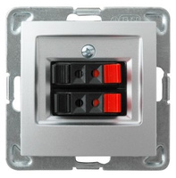 Ospel impresja GG-2Y/m/18 Gniazdo głośnikowe podwójne srebro