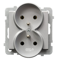 OSPEL SONATA GP-2RRAZ/m/38 Gniazdo podwójne z/u moduł (do ramek 4mm)