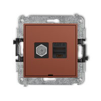 KARLIK ICON 63IGFKBO-3 Mechanizm gniazda antenowego poj. typu F (SAT) + gniazda komp. poj. 1xRJ45, kat. 6, 8-stykowy, bez pola opisowego