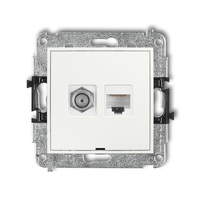 KARLIK ICON IGFKBO-3  Gniazdo antenowe pojedyńcze typu F (SAT) + gniazda komp. poj. 1xRJ45