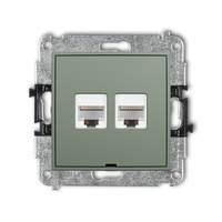 KARLIK ICON 61IGKBO-8 Mechanizm gniazda komputerowego podwójnego 2xRJ45, kat. 6A, 8-stykowy, bez pola opisowego