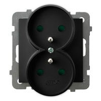 Ospel as GP-2GRZP/m/33 Gniazdo podwójne z uziemieniem z przesłonami torów prądowych, moduł bez ramki