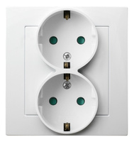 Ospel as GP-2GSP/00 Gniazdo podwójne z uziemieniem schuko z przesłonami torów prądowych, kompletne z ramką