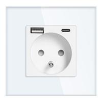 Gniazdo pojedyncze 2P+Z, USB-A + USB-C, PD, max. 20W, biały