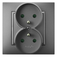 Ospel aria GP-2UZP/70 Gniazdo podwójne z uziemieniem z przesłonami torów prądowych, kompletne z ramką