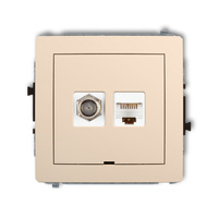 KARLIK DECO 1DGFKBO-1 Gniazdo antenowe pojedyńcze typu F (SAT) + gniazda komp. poj. 1xRJ45