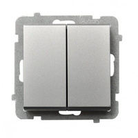 OSPEL SONATA ŁP-10R/m/38 Łącznik, podwójny, schodowy bez ramki srebrny 