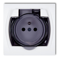 KARLIK LOGO LGPB-1zd Gniazdo bryzgoszczelne z uziemieniem 2P+Z (klapka dymna, bez przesłon torów prądowych)