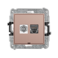 KARLIK ICON 62IGFKBO-5 Mechanizm gniazda antenowego poj. typu F (SAT) + gniazda komp. poj. 1xRJ45, kat. 6 ekranowany, 8-stykowy, bez pola opisowego