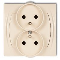 KARLIK LOGO 1LGPR-2zp  Gniazdo podwójne do ramki poziomej z uziemieniem 2x(2P+Z) (przesłony torów prądowych)