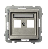 OSPEL SONATA STAL INOX GPK-2RM/p/37 Obudowa gniazda podwójnego typu Keystone prosta