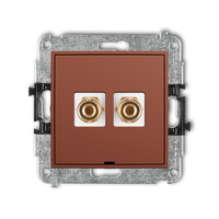 KARLIK MINI 63MGGBO-3 Mechanizm gniazda głośnikowego pojedynczego, bez pola opisowego (typu banan - czerwony i czarny, pozłacany, 4 mm2, do lutowania)