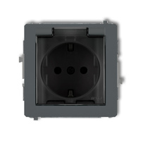 KARLIK DECO 28DGPB-1sdp  Gniazdo bryzgoszczelne z uziemieniem SCHUKO 2P+Z (klapka dymna