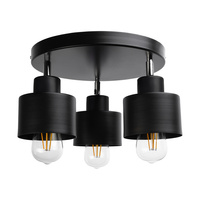 LISA oprawa ścienno-sufitowa, moc max. 3x60W, E27, czarna, podstawa okrągła, jednopoziomowa, ruchome głowice lampy