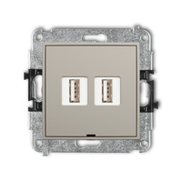 KARLIK ICON 60IGUSBBO-2 Mechanizm gniazda podwójnego 2xUSB A-A 2.0, bez pola opisowego