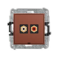 KARLIK MINI 63MGRCABO-2 Mechanizm gniazda podwójnego RCA, bez pola opisowego (typu cinch - biały i czerwony, pozłacany)