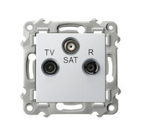 OSPEL SZAFIR GPA-ZSP/m/00 Gniazdo RTV-SAT przelotowe biały