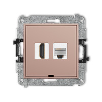 KARLIK MINI 62MGHKBO Mechanizm gniazda pojedynczego HDMI 2.0, 4K + gniazda komp. poj. 1xRJ45, kat. 5e, 8-stykowy, bez pola opisowego