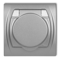 KARLIK LOGO 7LGPB-1z Gniazdo bryzgoszczelne z uziemieniem 2P+Z (klapka srebrny metalik, bez przesłon torów prądowych)