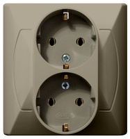 OSPEL AKCENT GP-2AS/01 Gniazdo podwójne z uziemieniem schuko beż