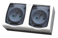 OSPEL MADERA GNH-2NZP/00/d Gniazdo podwójne z uziemieniem, przesłony 