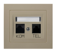 OSPEL KIER GPKT-W/K/01 Gniazdo komputerowo-telefoniczne RJ 45 kat. 5e, (8-stykowe) + RJ 11 (6-stykowe)