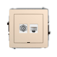 KARLIK DECO 1DGFKBO-3 Gniazdo antenowe pojedyńcze typu F (SAT) + gniazda komp. poj. 1xRJ45