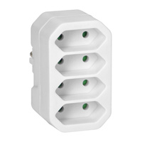 Rozgałęźnik 4x2P euro, biały