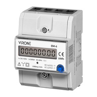 3-fazowy wskaźnik zużycia energii elektrycznej, 80A, dodatkowy wskaźnik, wyjście impulsowe, przycisk RESET, 2 moduły, DIN TH-35mm