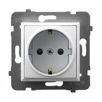 Ospel aria gp-1usp/m/00 Gniazdo pojedyncze z uziemieniem schuko z przesłonami torów prądowych