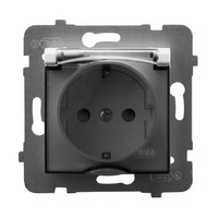 Ospel aria GPH-1US/m/00/d Gniazdo bryzgoszczelne z uziemieniem schuko IP-44 wieczko przeźroczyste