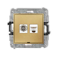 KARLIK ICON 29IGFKBO-1  Gniazdo antenowe pojedyńcze typu F (SAT) + gniazda komp. poj. 1xRJ45