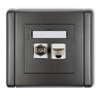 KARLIK FLEXI 11FGFK-3 Gniazdo antenowe poj. typu F (SAT) + Gniazdo komp. poj. 1xRJ45